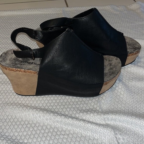 Pierre Dumas | Black Marbled Hester Wedge Peep-Toe Sandal - Women - Picture 10 of 12